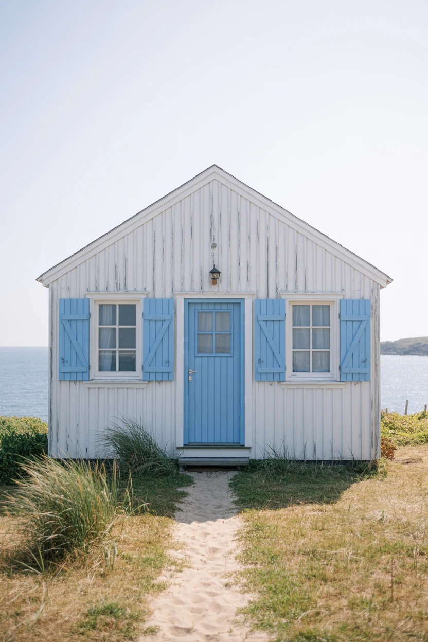 The Seaside Retreat with Blue Shutters