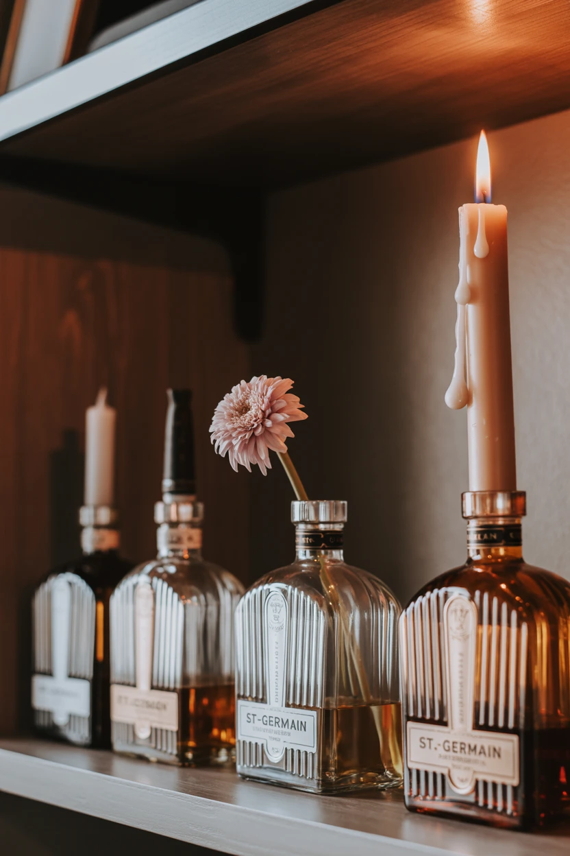 Empty Liquor Bottles as Decor