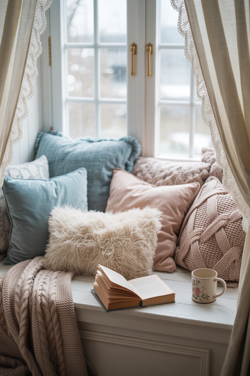 Cozy Window Seat with Cushions