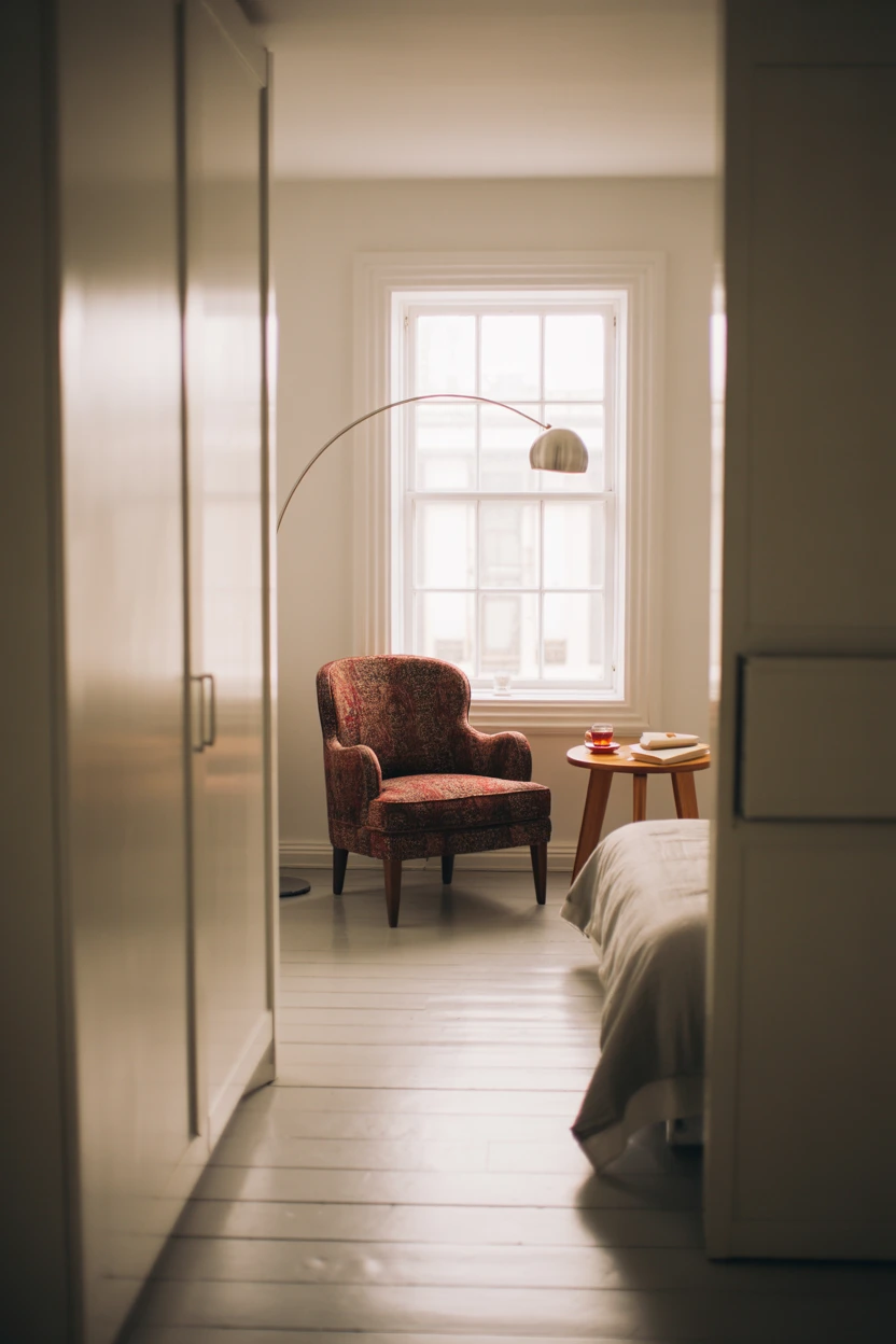A Single Burgundy Accent Chair