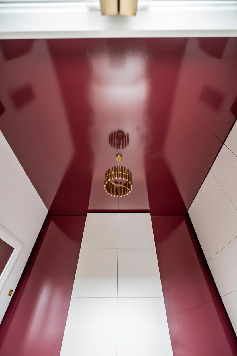 A Bold Burgundy Painted Ceiling