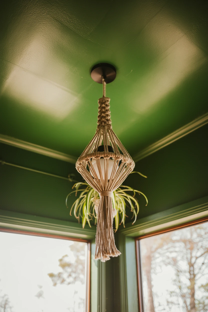 A Macrame Pendant Light