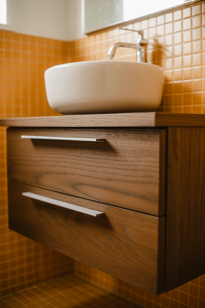 Floating Dark Wood Vanity