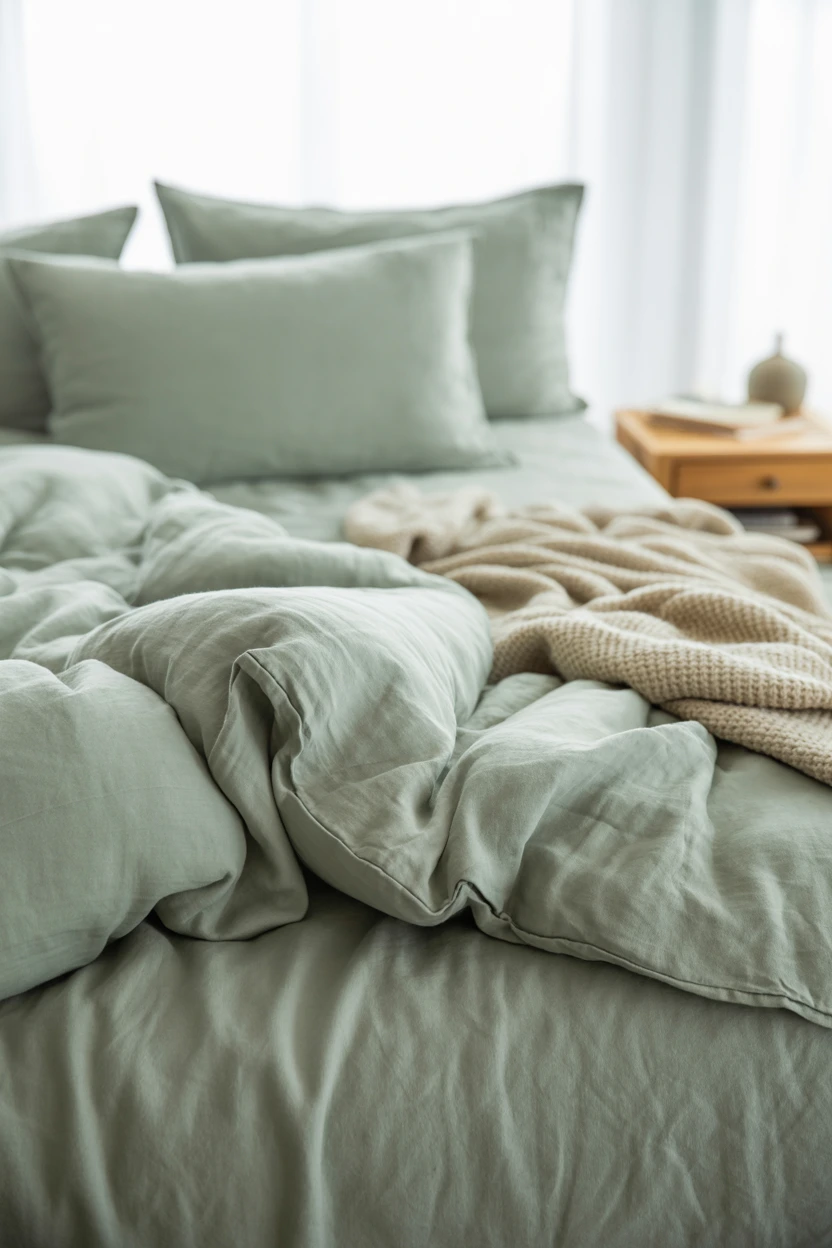 Sage Green Linen Bedding