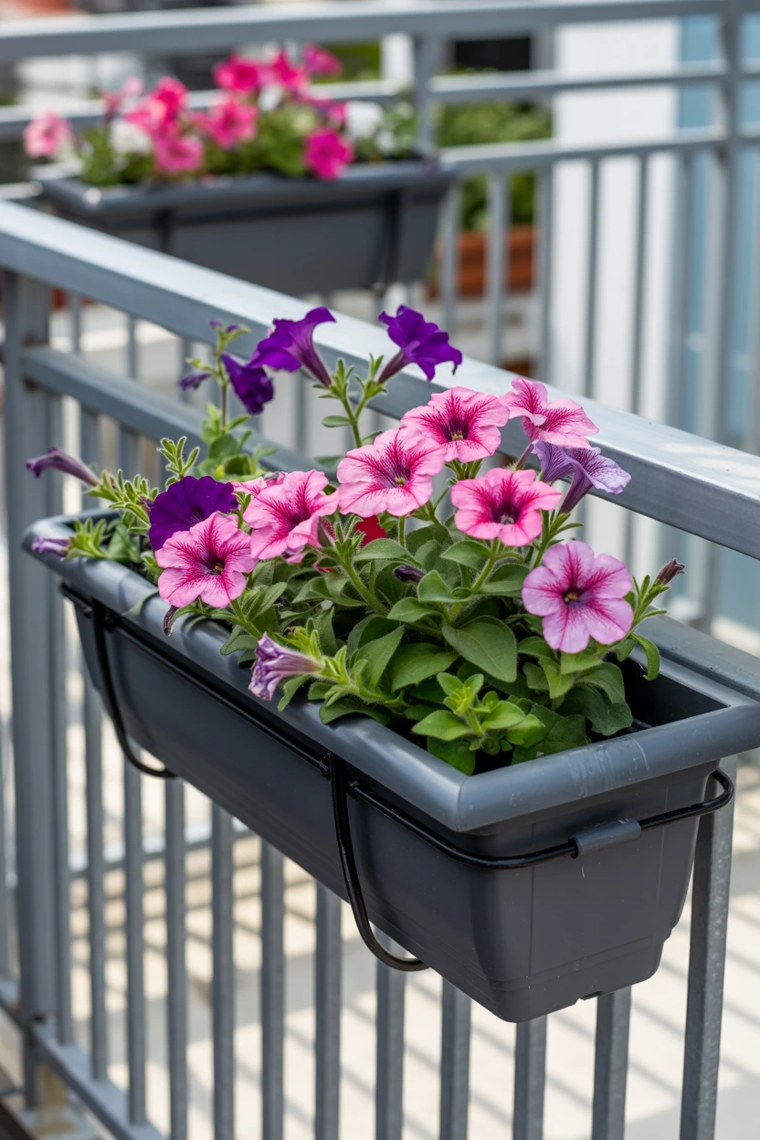 Fill Railing Planter Boxes with Flowers