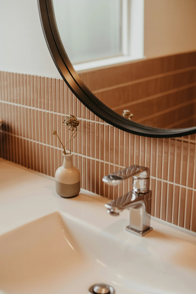 Terracotta as a Simple Vanity Backsplash