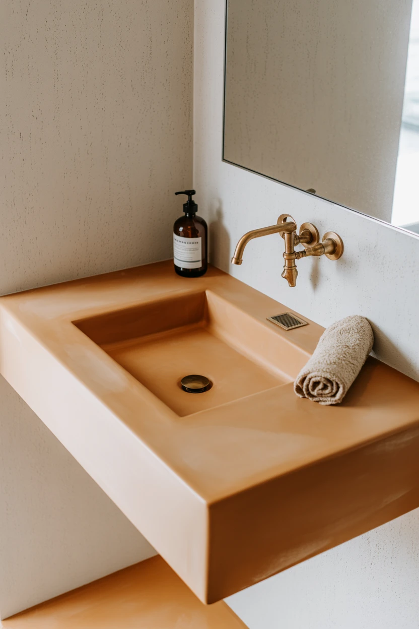 A Custom Terracotta Microcement Vanity