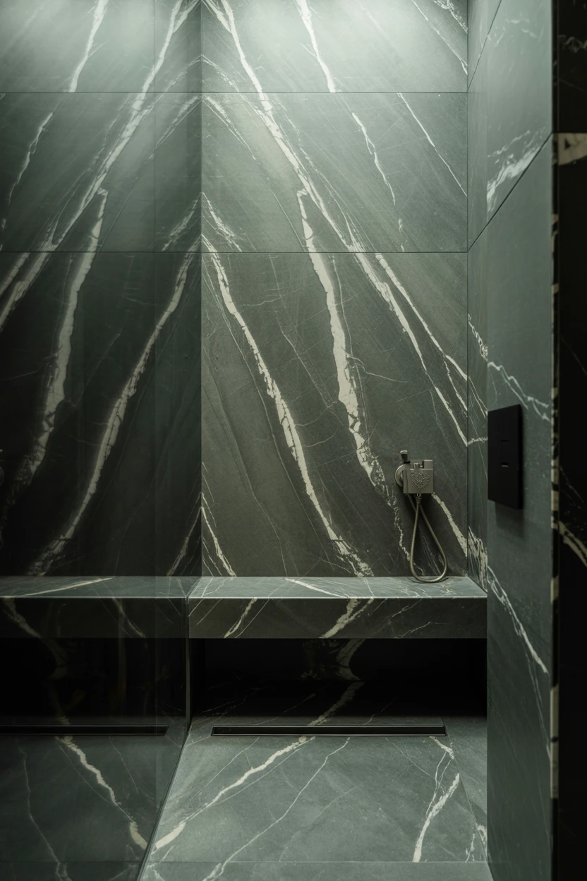 Floor-to-Ceiling Dark Marble