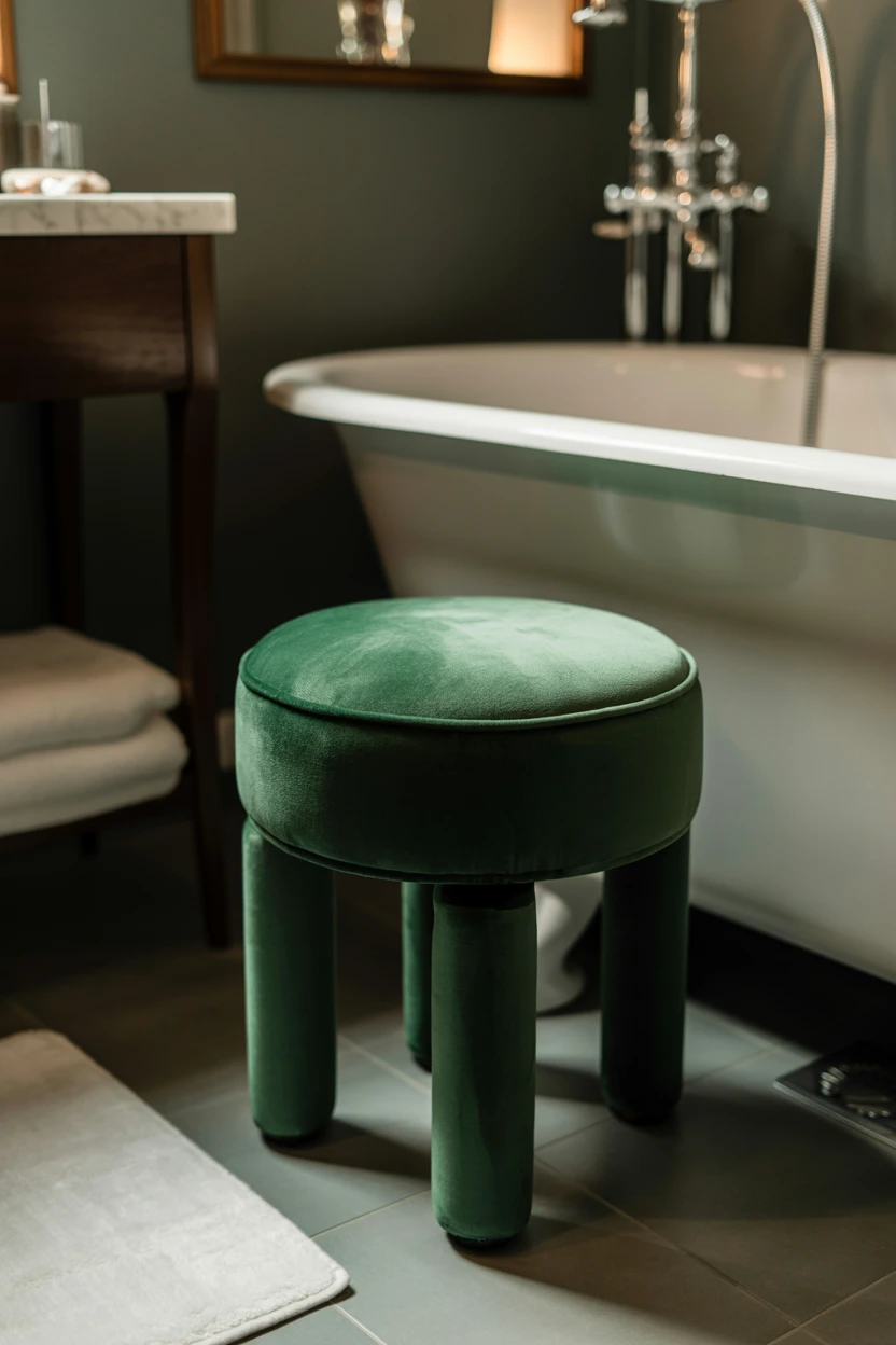 A Single Velvet Accent Stool