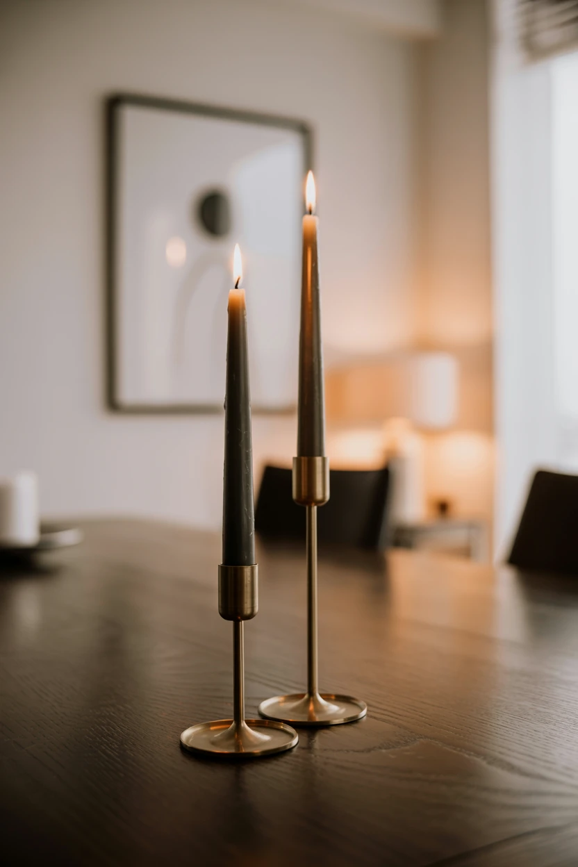 Black Tapered Candles in Elegant Holders