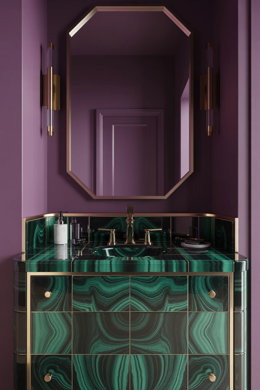 Art Deco Style with Malachite and Aubergine