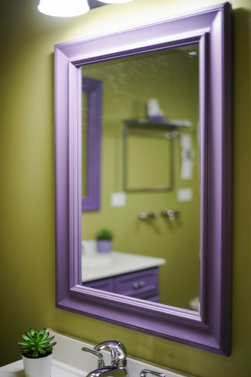 A Mirror with a Vibrant Purple Frame