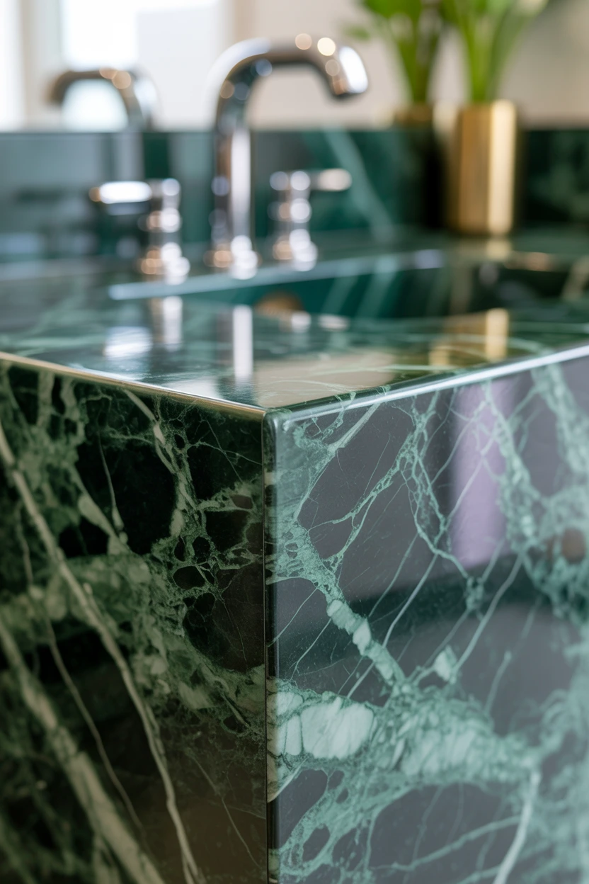Subtle Purple Veining in Green Marble