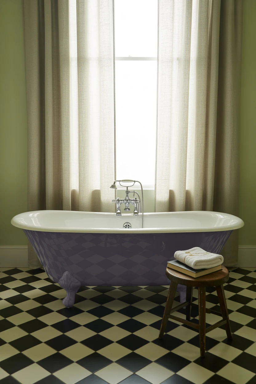 A Freestanding Tub in a Regal Purple Hue