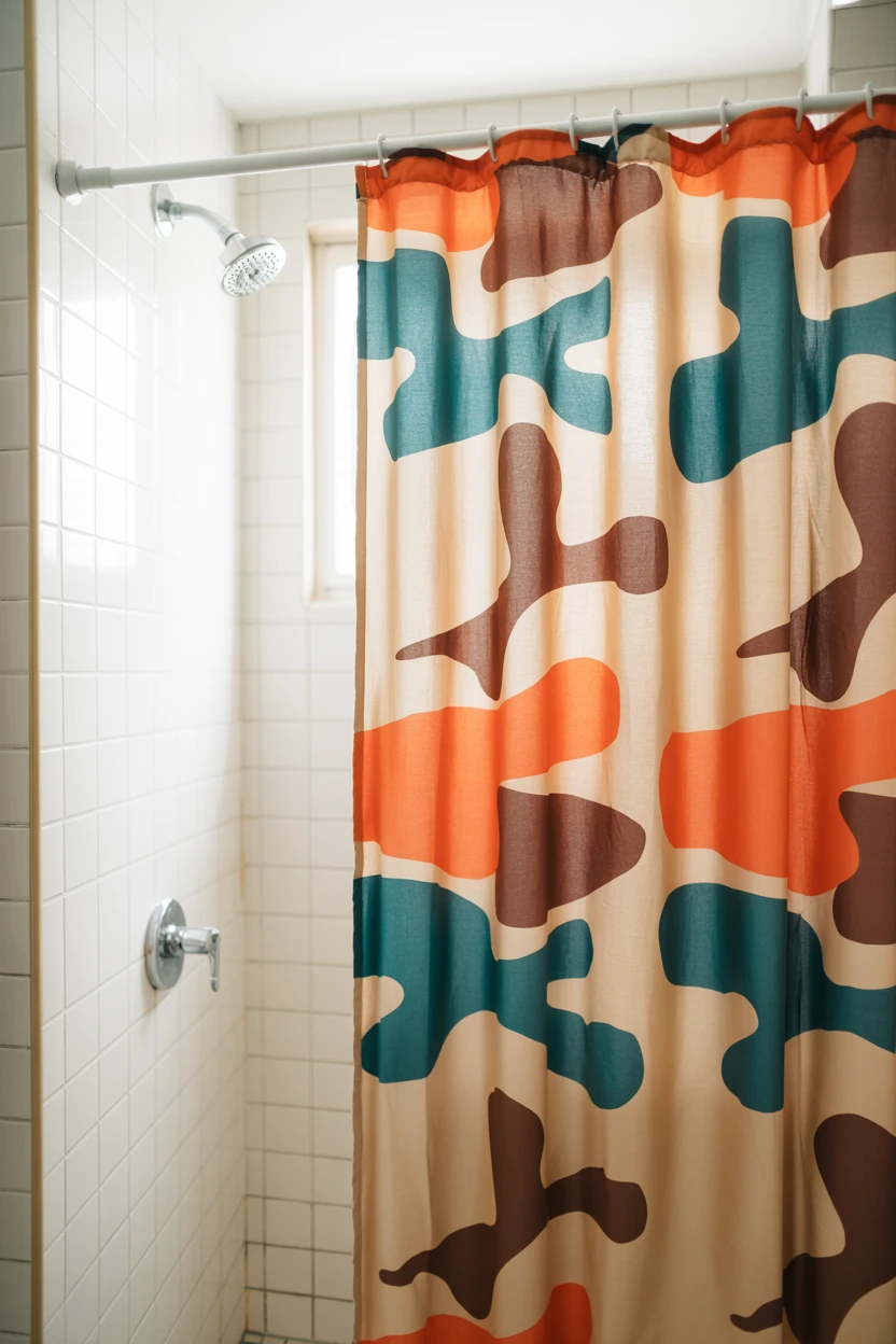 A Graphic Patterned Shower Curtain