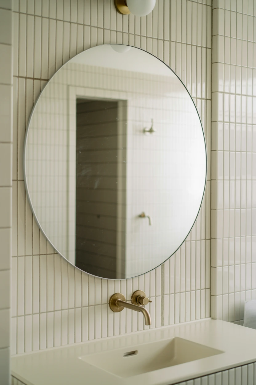 Simple, Frameless Round Mirror