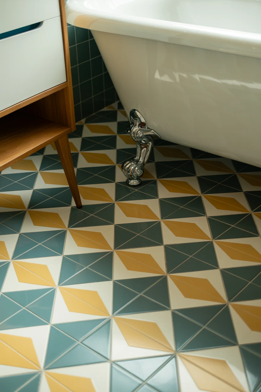 Geometric Cement Tile Flooring