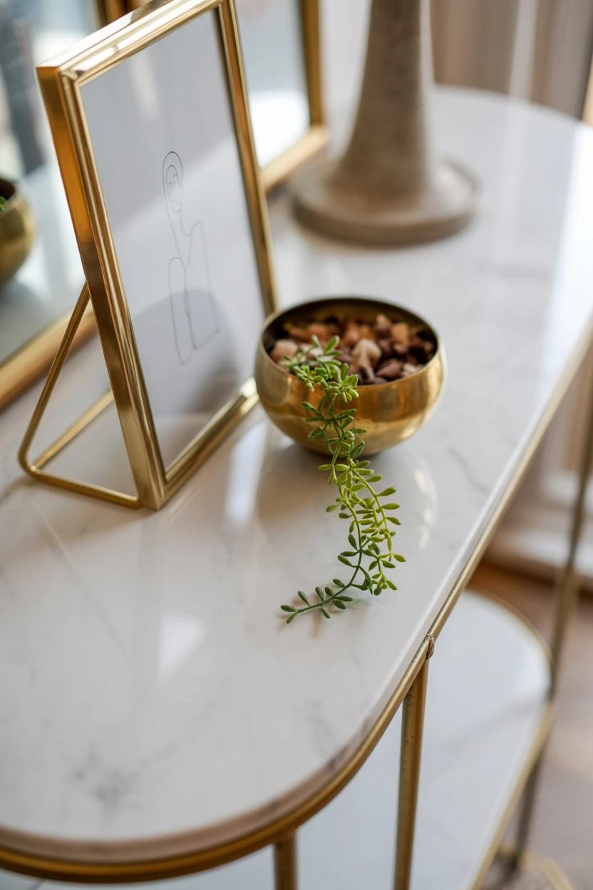 Dainty Gold and Brass Accents