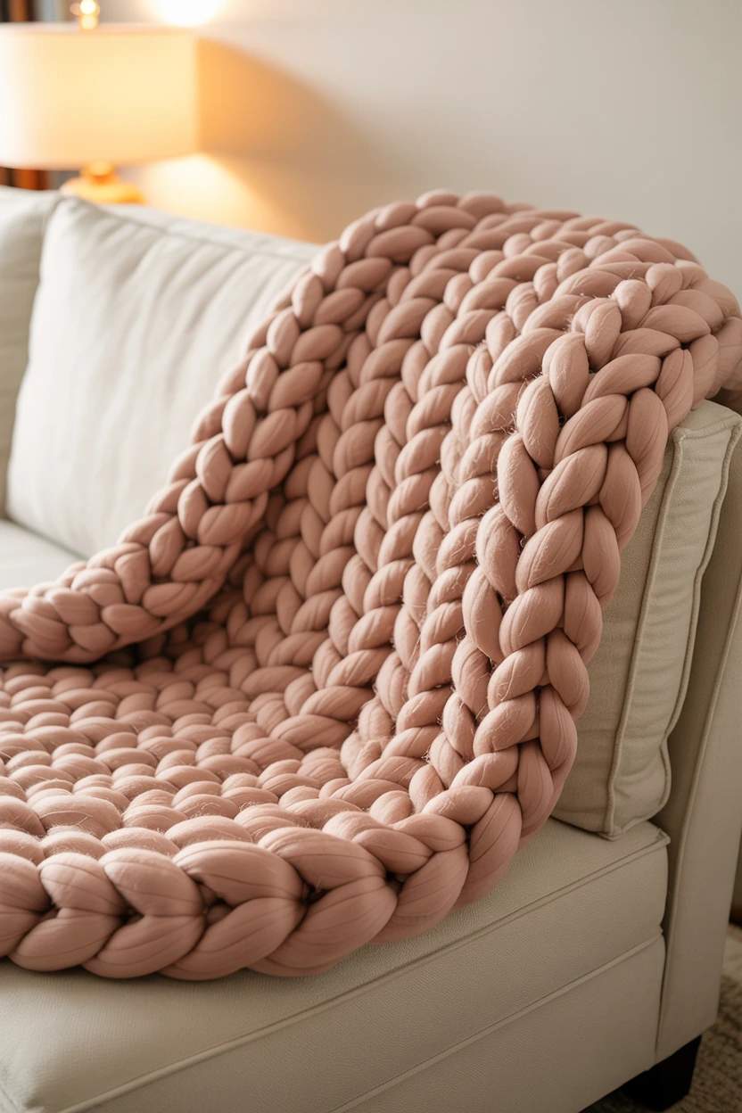 A Chunky Knit Throw Blanket