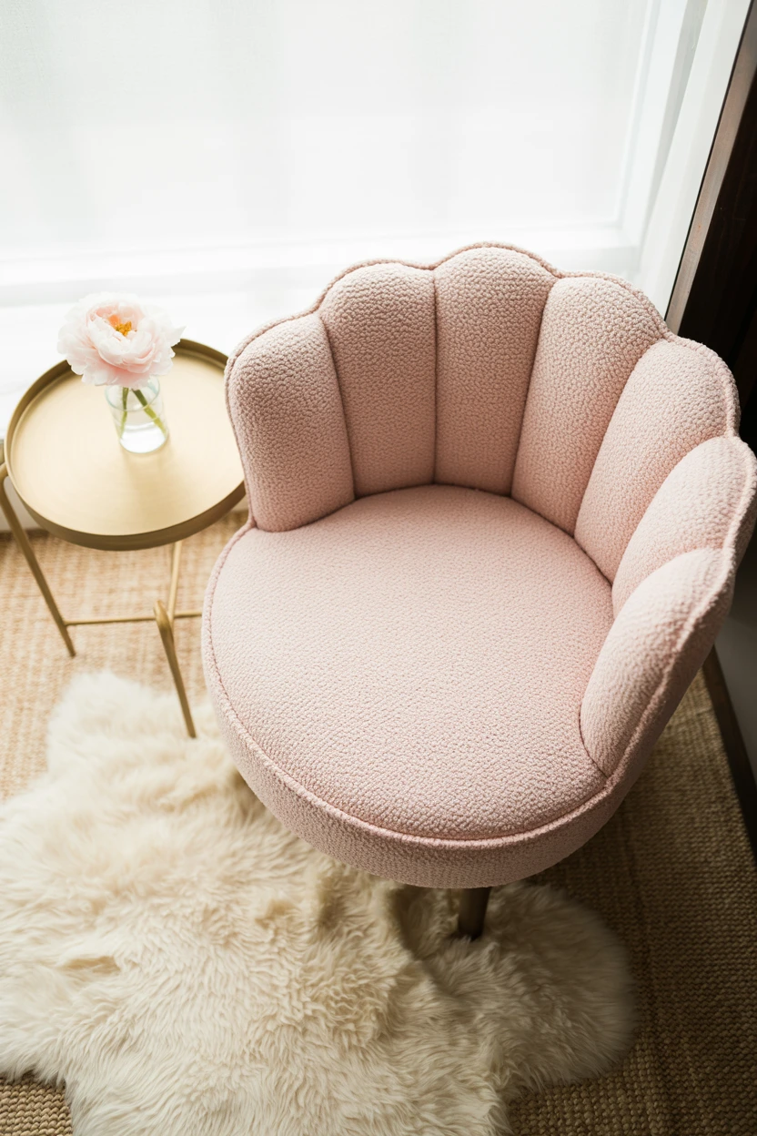 A Pastel Boucle Accent Chair