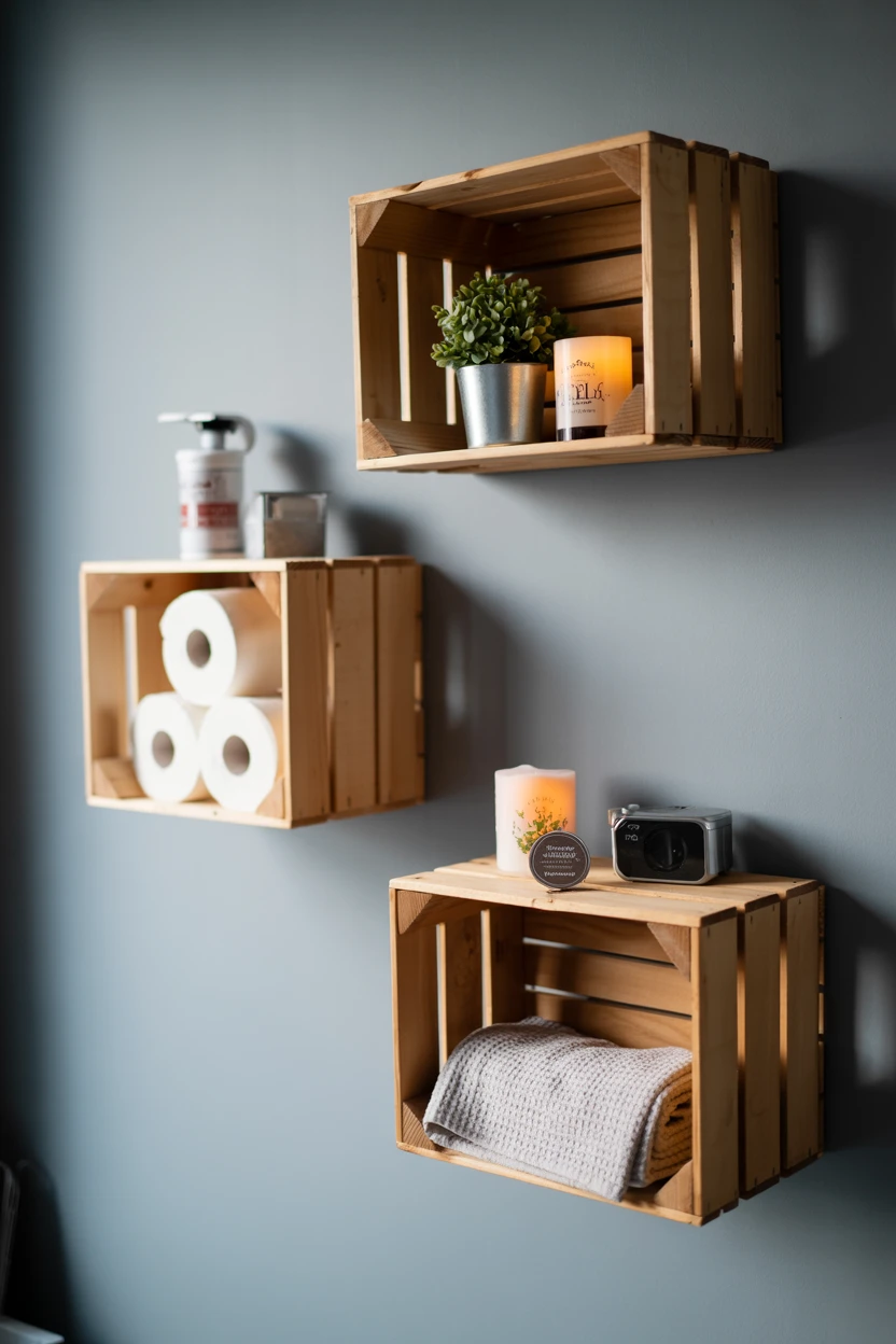 Wooden Crate Wall Shelves