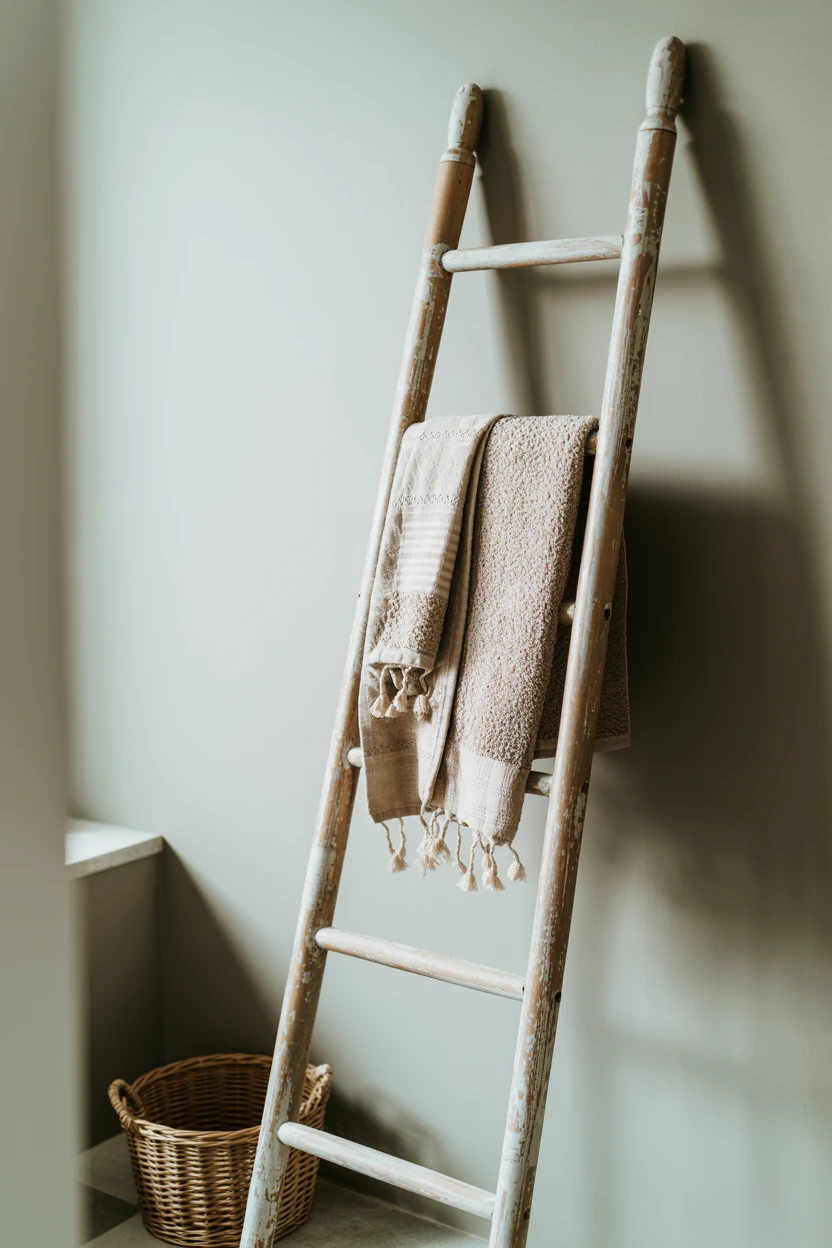 Rustic Ladder for Towel Storage