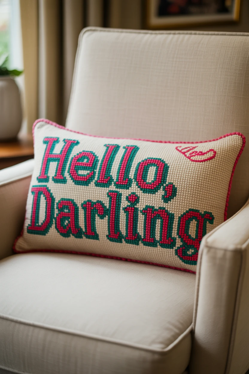 Needlepoint Throw Pillow