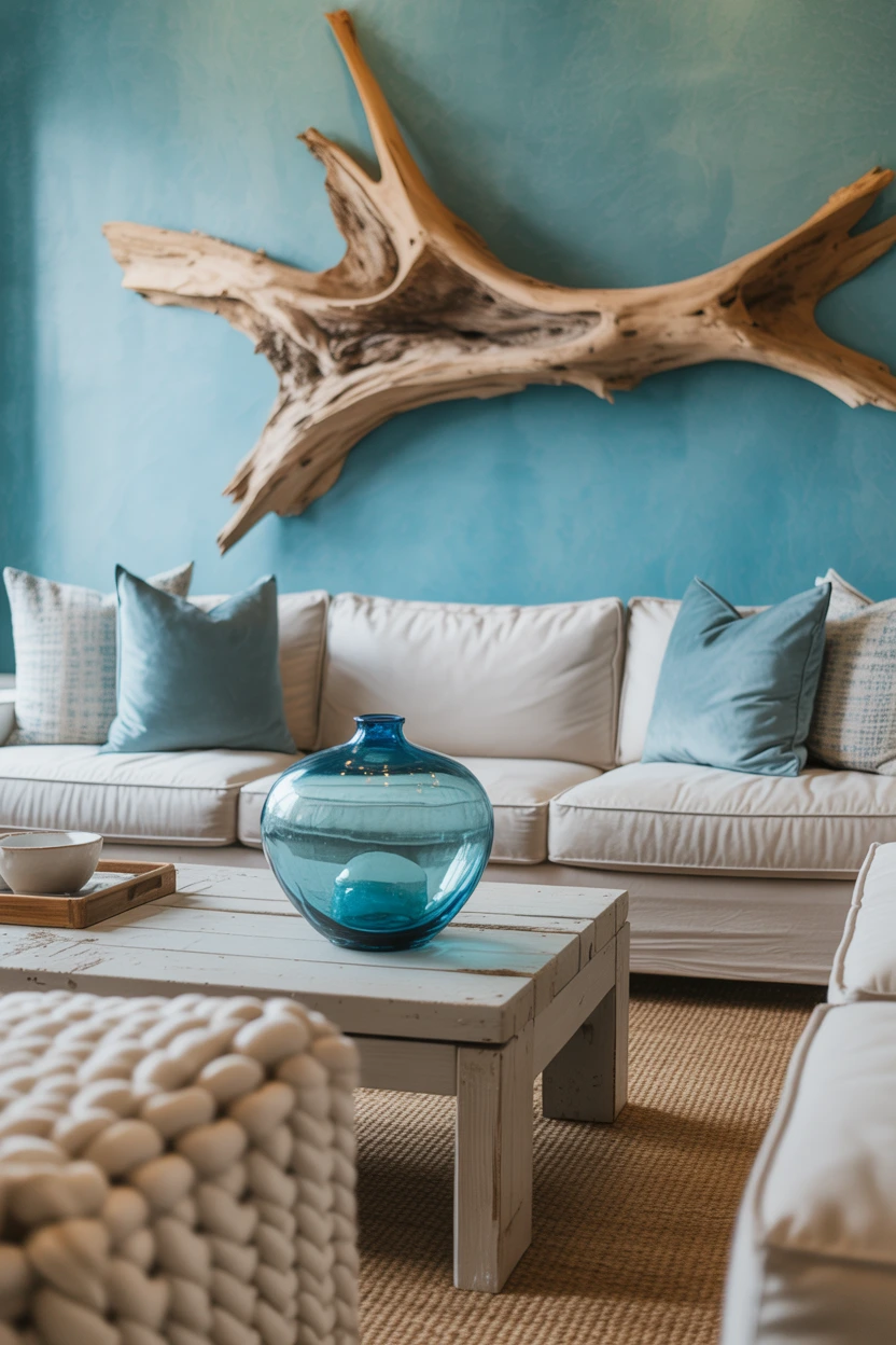 Ocean-Inspired Blues and Driftwood