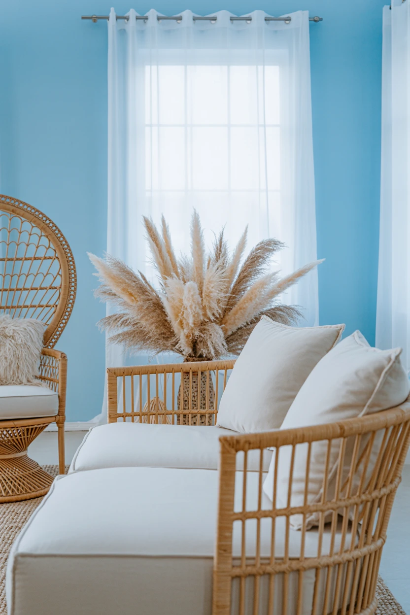 Airy Sky Blue with Rattan Furniture