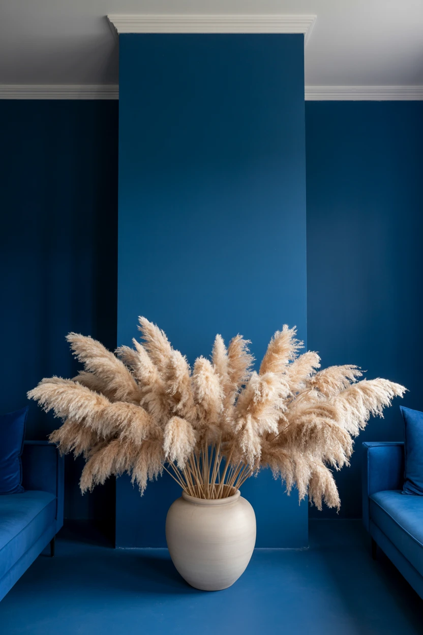 Navy Blue and Pampas Grass