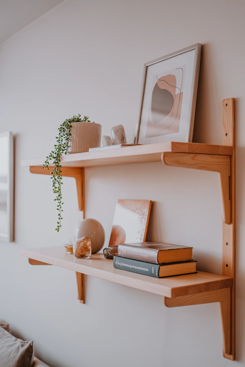 Floating Shelves with Curated Decor