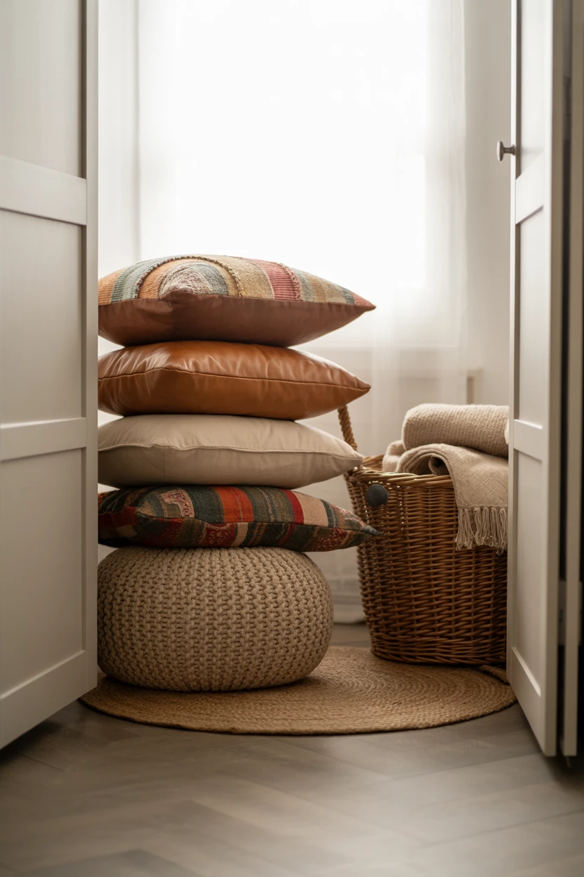 A Collection of Floor Cushions and Poufs