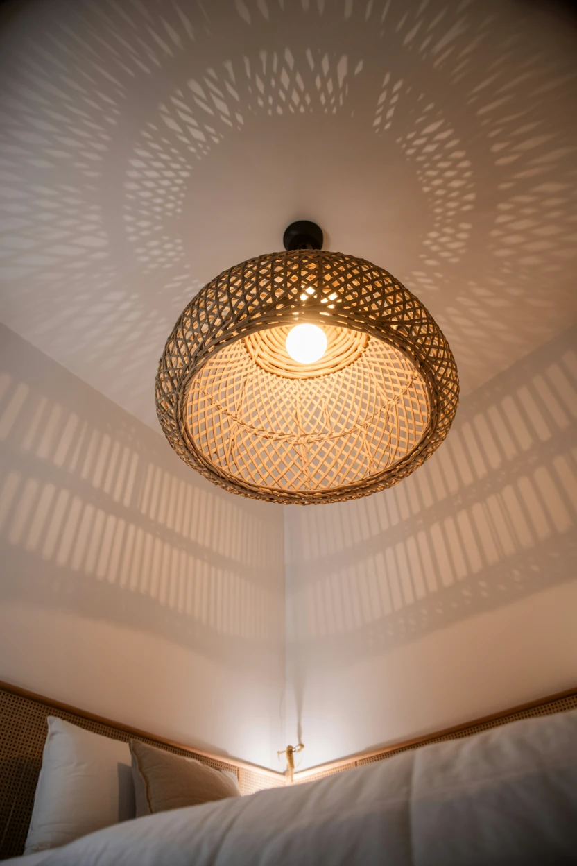A Rattan Pendant Light Fixture