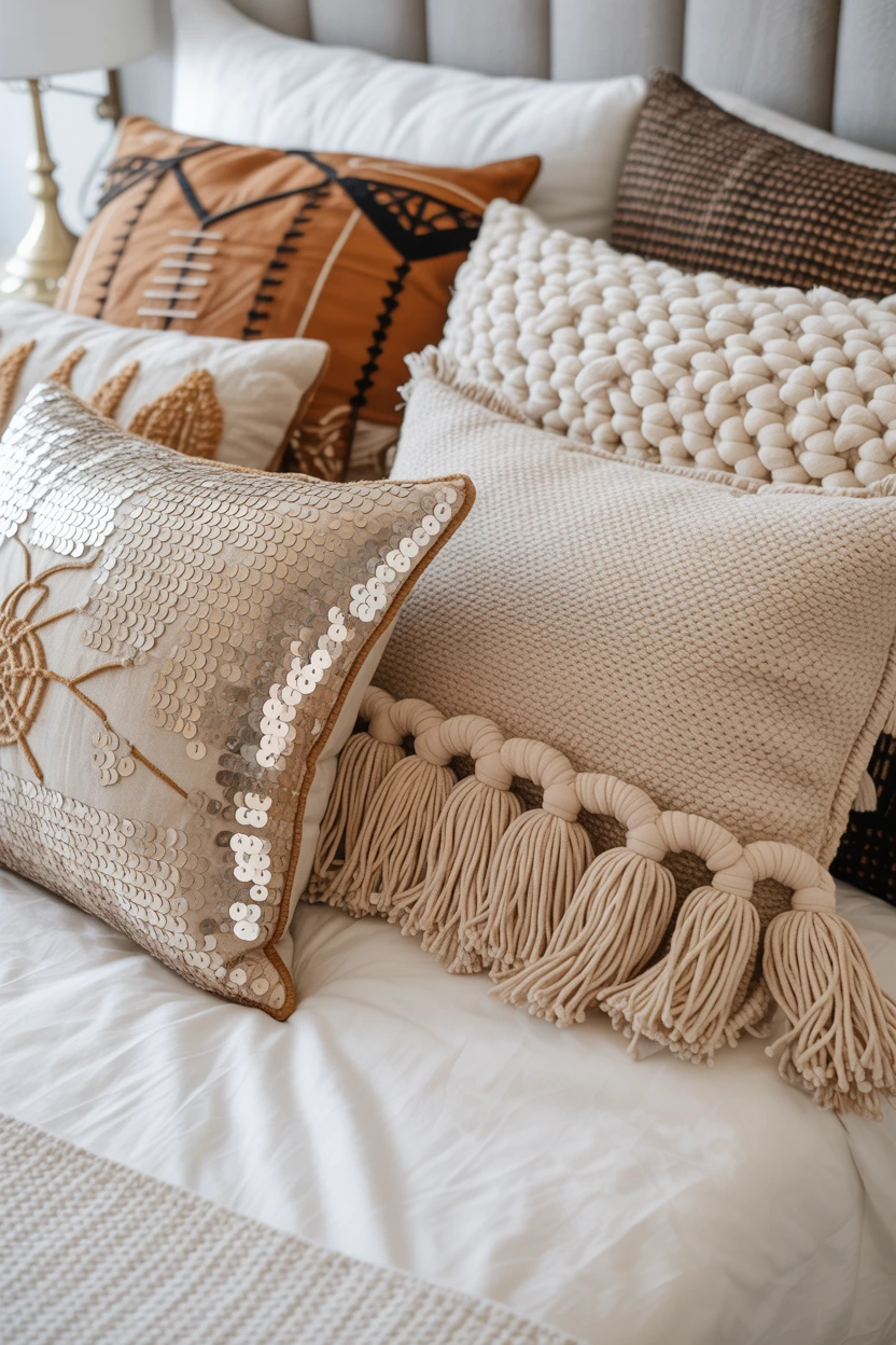 A Mix of Textured Throw Pillows