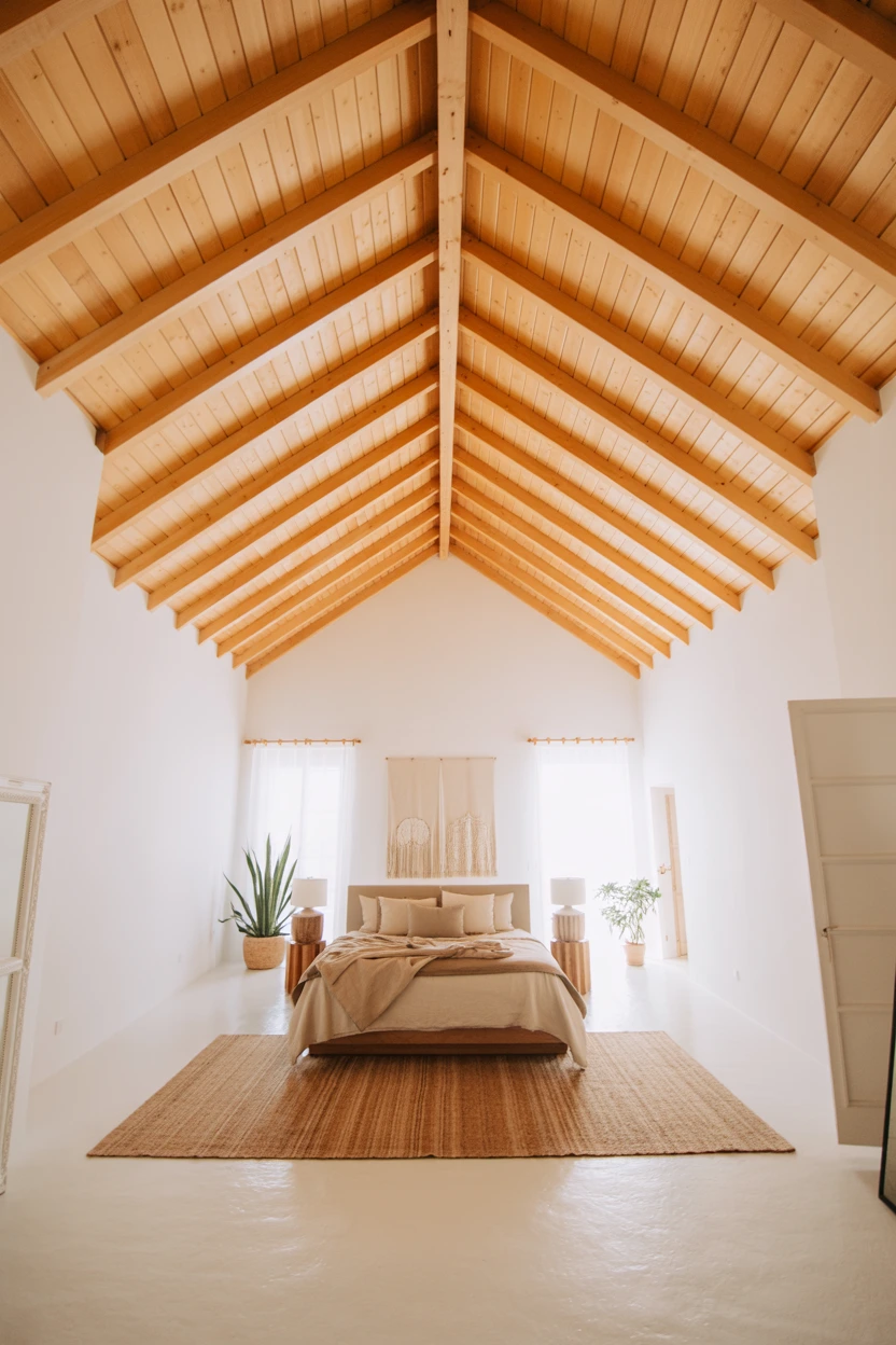 Exposed Wood Beams and White Walls