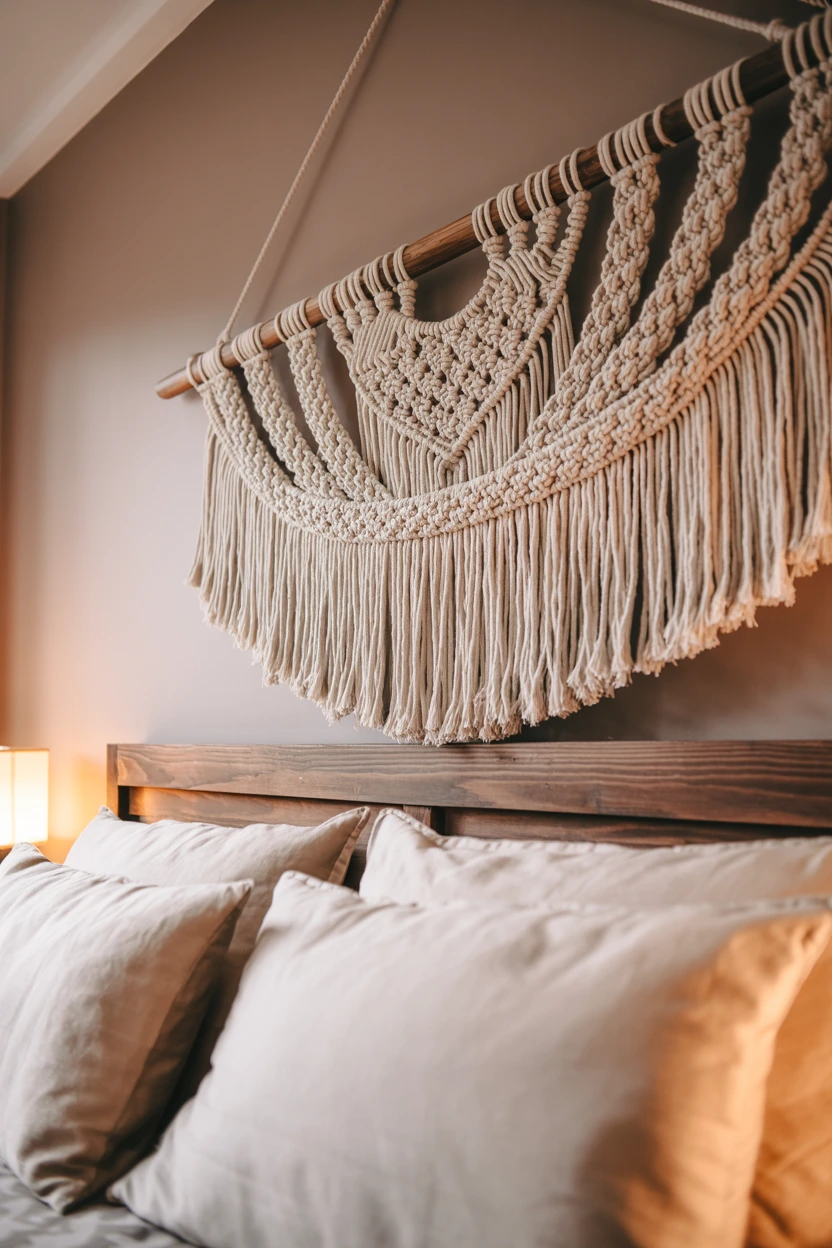 Macrame Wall Hanging Above the Bed