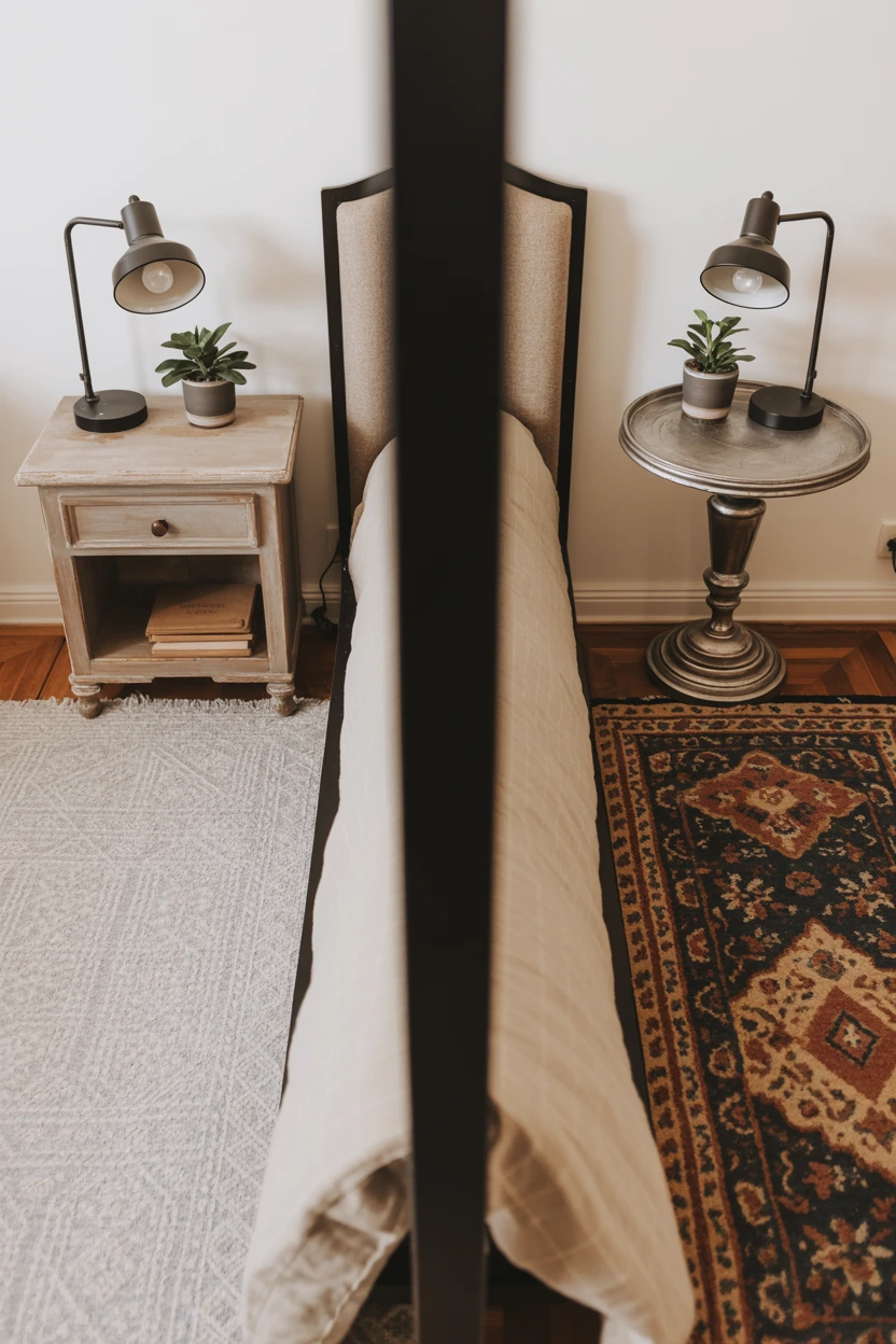 Mismatched Wooden Nightstands