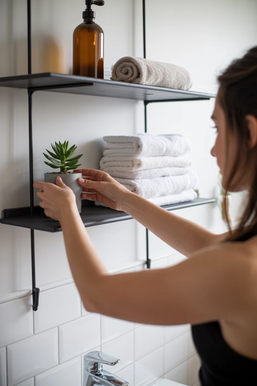 Floating Black Shelves for Storage