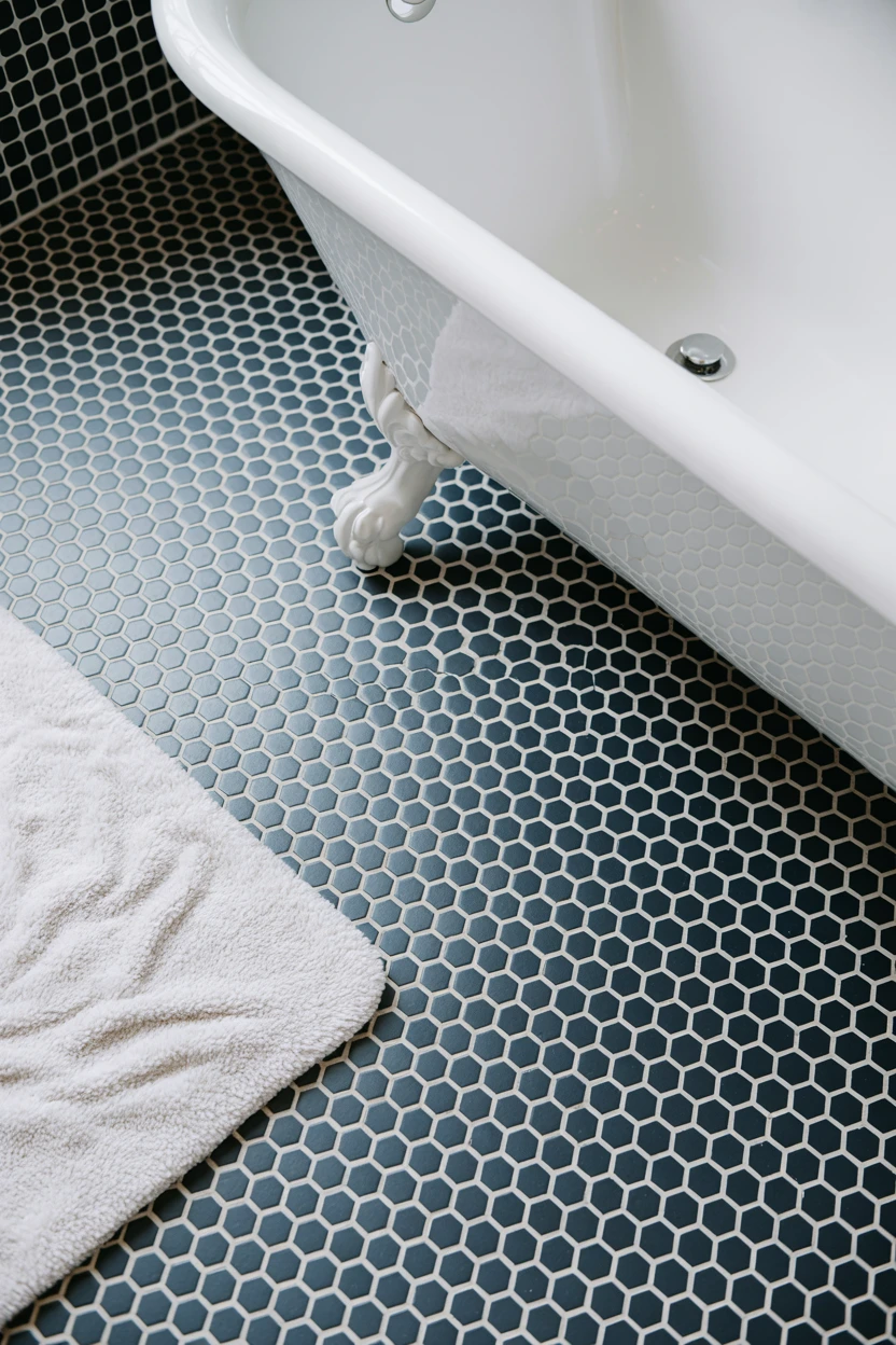 Black Hexagonal Floor Tiles