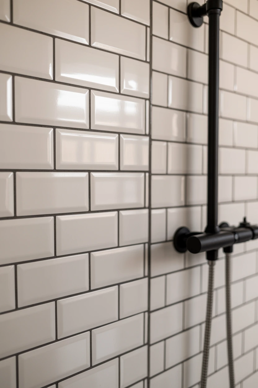 Black Grout with White Subway Tiles