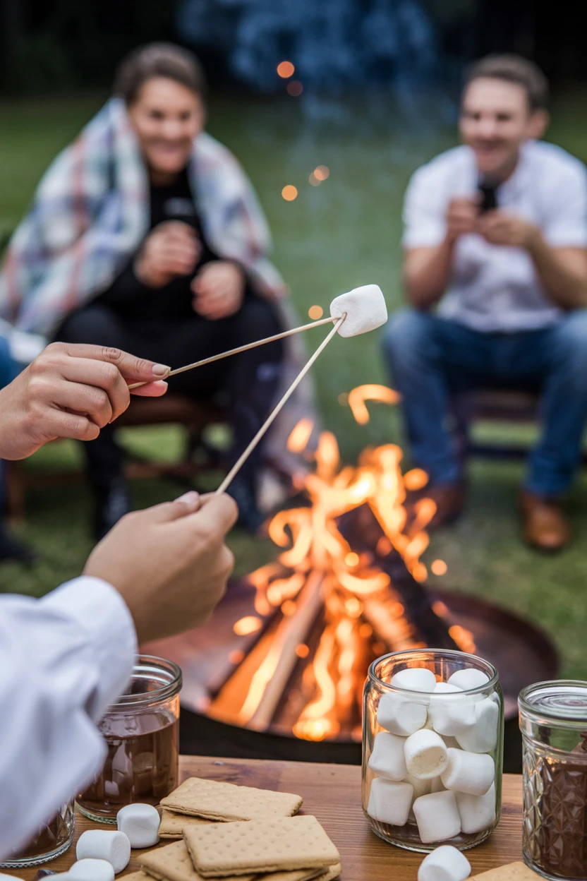 A Bonfire with a S'mores Station