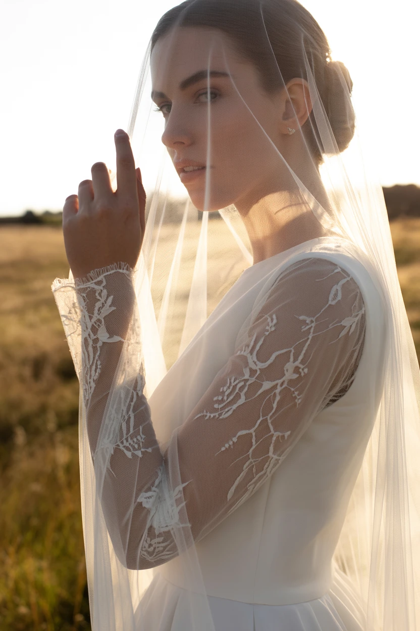 A Timeless Long-Sleeved Wedding Dress