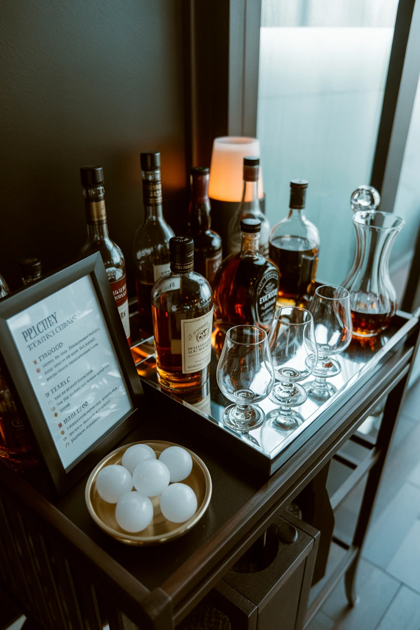 A Sophisticated Whiskey Tasting Station