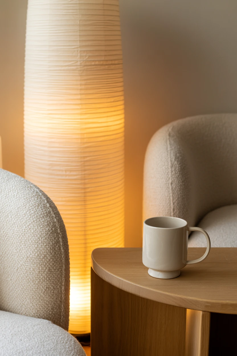 Boucle or Rattan Floor Lamps